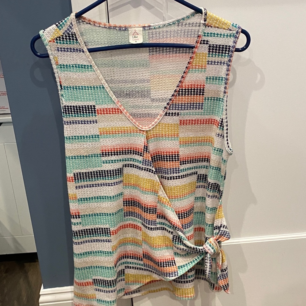 Like Love Multicolor Striped Knit Boho Tank Top size small